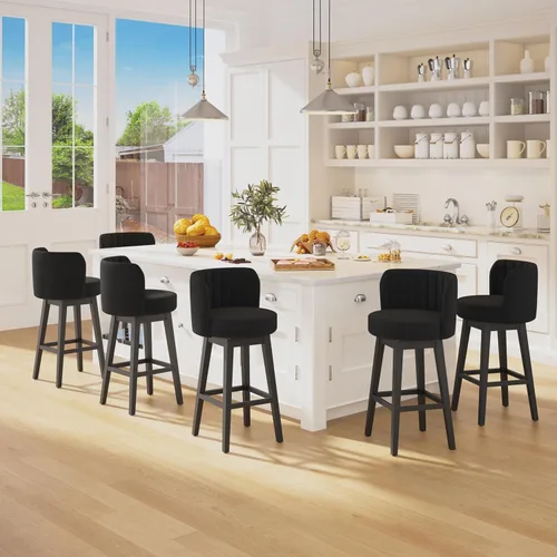Miniatura 19 de COCO DESIGN - Juego de 2 taburetes de bar giratorios, 24" de altura del asiento, taburetes de bar de estilo moderno de mediados de siglo