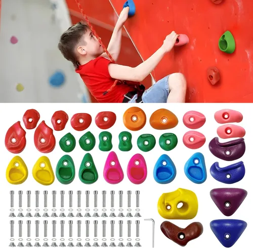 Miniatura 8 de 32 piezas de pared de escalada en roca para niños, soportes de escalada de pared de roca, kits de agarre de pared para escalada de adultos con 32