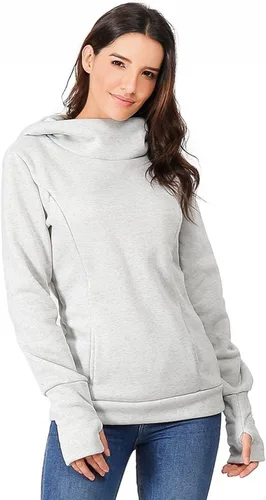 Miniatura 4 de Sudadera con capucha de maternidad para mujer de manga larga con cremallera para lactancia ropa casual con bolsillo