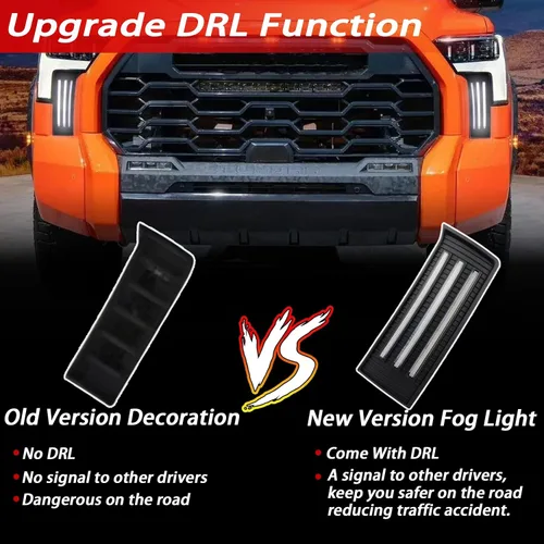 Miniatura 4 de Kit de luz antiniebla frontal LED completa DRL para Toyota Tundra 2022 2023 parachoques de repuesto, función como luces direccionales secuenciales