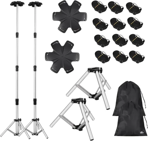 Miniatura 8 de Affordura - Poste de soporte para cubierta de barco extra alto con base de trípode de metal y parte superior hexagonal, postes ajustables de 27-71