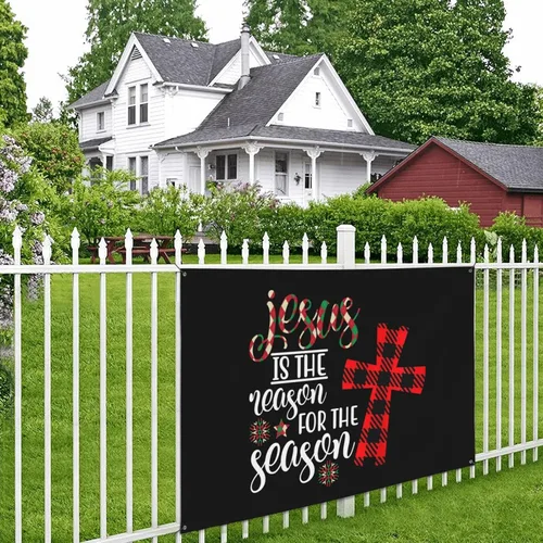 Miniatura 2 de Cartel de Jesús es la razón de la temporada navideña de 47 x 71 pulgadas, pancarta de fondo para decoración de bienvenida para bodas, fiestas y patio
