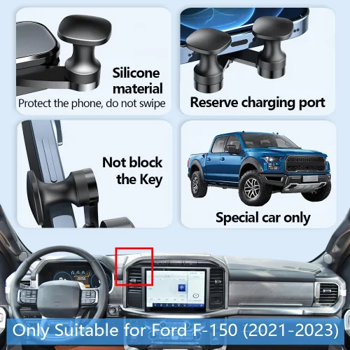 Miniatura 5 de Soporte de teléfono de coche para Ford F-150 F150 Mobile Phone Mount Truck 2021 2022 2023 2024 2025 【No compatible con King Ranch 2024-2025, Raptor】