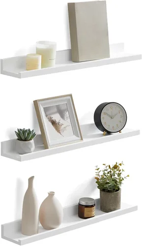 Miniatura 11 de SONGMICS CUSTOS Collection - Estantes flotantes, juego de 3 estantes de pared, 15 pulgadas de ancho, para marcos de fotos y baratijas, para sala