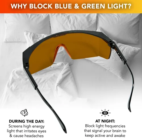 Miniatura 2 de Lentes ámbar que mejoran el sueño, lentes de bloqueo anti azul y verde, para uso nocturno, mejores lentes para dormir por la noche, reducen