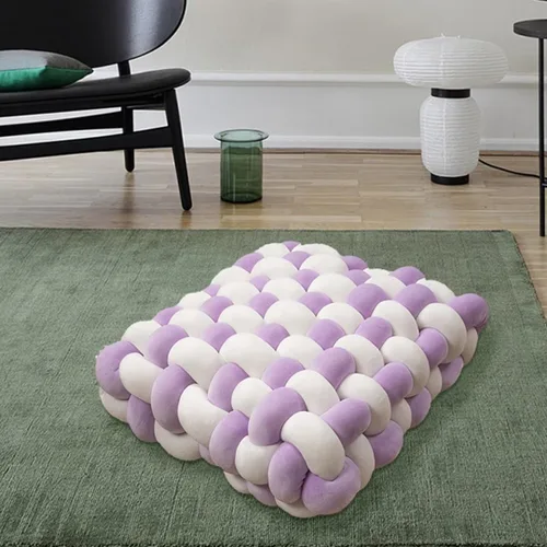 Miniatura 6 de Almohada decorativa cuadrada con nudo de 13 pulgadas, almohada anudada de terciopelo negro, almohada de piso de 8 bolas para sala de estar, ventana