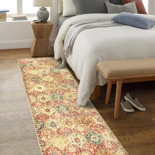 Miniatura 5 de Lahome Alfombra marroquí para pasillo, 2'5''x8' alfombras para cocina, alfombras antideslizantes lavables para pasillos, alfombra ultradelgada Rojo