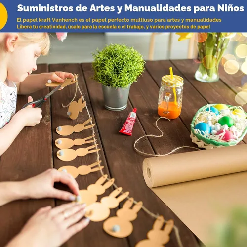 Miniatura 6 de Vanhench - Papel de estraza color marrón de 17.5 x 1200 pulgadas (100 pies), para artes y manualidades, para envolver regalos y flores, tablón