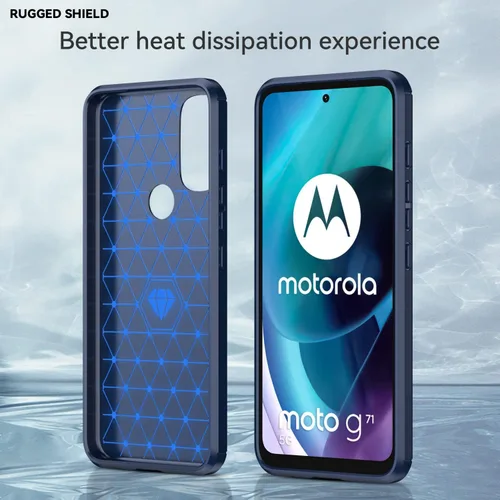 Miniatura 5 de Asuwish Funda para Motorola Moto G71 5G con protector de pantalla de vidrio templado y accesorios de celda de silicona TPU Slim Mobile Hybrid Azul
