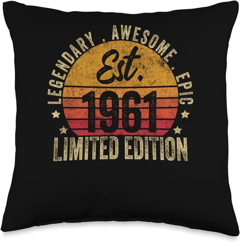 62nd Birthday Vintage 62 Year Old Est 1961 Limited Edition Throw Pillow
