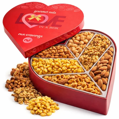 Miniatura 51 de Canasta de regalo con frutos secos para Navidad y festividades + cinta verde (juego de 7 piezas, 2.2 libras), bandeja preparada de alimentos