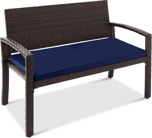 Miniatura 18 de Best Choice Products Banco Exterior de Mimbre para 2 Personas, Bancos de Jardín y Patio, Mobiliario de Exterior para Patio Trasero, Porche con Cojín