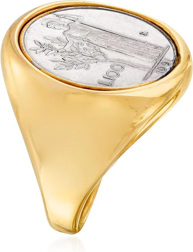 Miniatura 3 de Ross-Simons Italian Andiamo 14kt Yellow Gold Over Resin 100-Lira Coin Ring