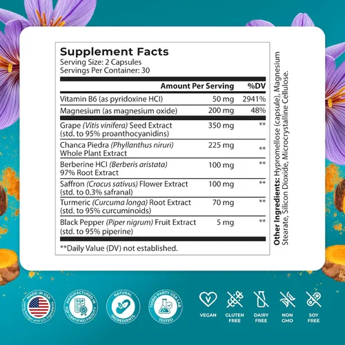 Miniatura 2 de PUREHEALTH RESEARCH Fórmula de salud renal - Suplemento de desintoxicación y reparación de limpieza renal - con berberina HCL, chanca piedra