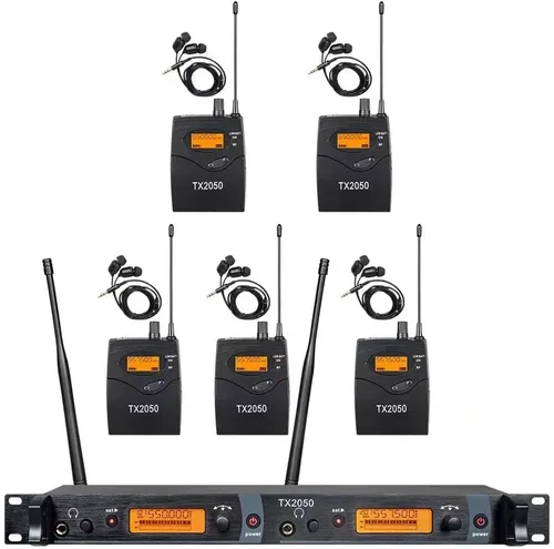 Sistema de monitor inalámbrico en el oído 2 canales 5 Bodypacks Monitoreo en estudio Monitor UHF Transmisor frecuencia Monitoreo Tipo para escenario