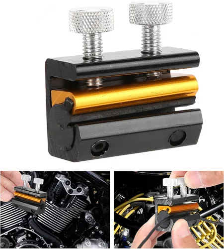 Miniatura 7 de Aramox Herramienta lubricante para cable y cadena, kit de lubricante de aluminio y goma para motocicleta ATV (negro dorado)