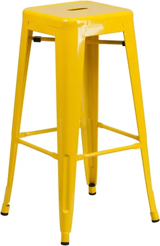Miniatura 48 de Flash Furniture Lily - Juego de 4 taburetes de bar de metal rojo sin respaldo de 30 pulgadas de alto grado comercial para interiores y exteriores