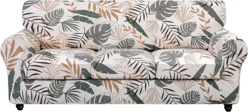 Miniatura 81 de SearchI Funda elástica para sofá con estampado, Fundas para sofá con diseño floral, 2 piezas de funda elástica para sillón con funda de cojín