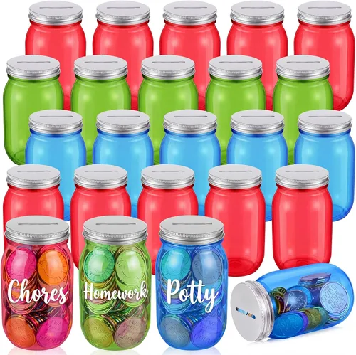 Roowest 24 Pcs Coin Jars for Behavior Tokens Bulk Plastic Reward Jars for Kids Color-Coded Behavior Incentive System Classroom Management Back to