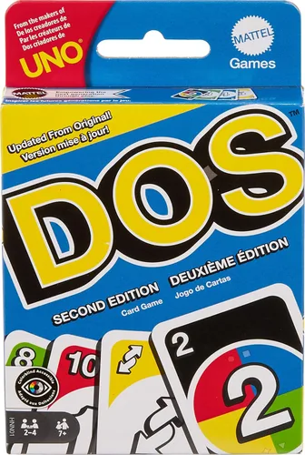 Mattel Games DOS Juego de cartas de segunda edición para niños y familias, baraja accesible para daltónicos para grupos y fiestas