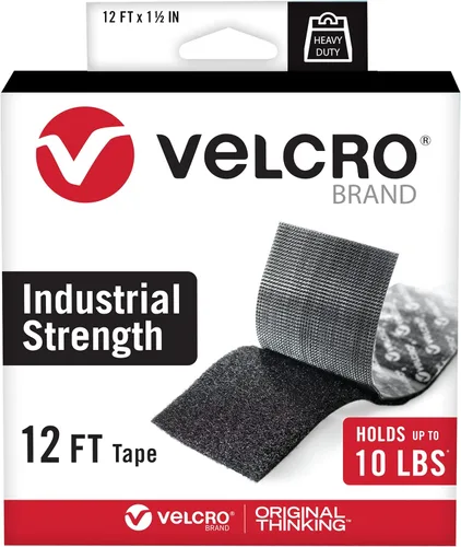 Cinta resistente marca VELCRO | Rollo de 12 pies | Adhesivo fuerte con respaldo pegajoso que sostiene hasta 10 libras | Sujetadores de fuerza