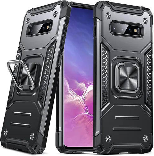 Miniatura 55 de Anqrp Funda para Galaxy S22 Ultra, Funda Protectora de Teléfono de Grado Militar con Soporte Plegable de Anillo de Metal Giratorio