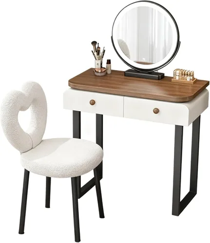Miniatura 11 de Tocador de Maquillaje Grande con cajones,Spacious Storage Capacity, Modern Wood-Inspired Design, expansive countertop, Rounded Edges, Silent-Glide