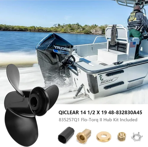 Miniatura 2 de Hélice de barco mejorada de 14 1/2 x 19 paso 48-832830A45 compatible con motores fueraborda Mercruiser Alpha One y Mercury 135-300 Hp, hélice