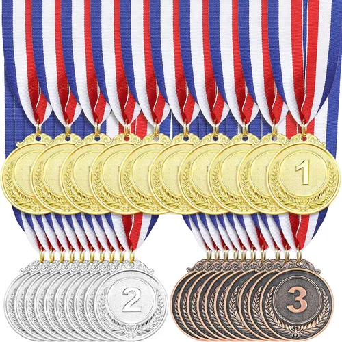 MTLEE Gold Silver Bronze Award Medals Competition Style Winner Award Medals Metal Medals Prizes with Neck Ribbon for Competitions Party Homework