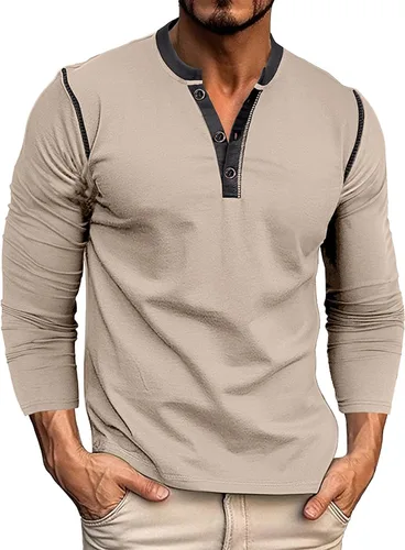 Miniatura 9 de Henley Shirt for Men, Long Sleeve Casual Button Placket, Classic Lightweight Cotton Pullover Basic Tee Tops