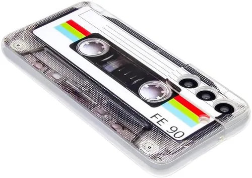 Miniatura 7 de FAteamll Funda para Galaxy S22 a prueba de golpes a prueba de arañazos con TPU suave parachoques retro cassette cinta caso compatible con Samsung