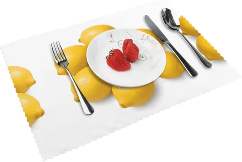 Miniatura 14 de Rectangular Placemats Set of 4, Heat Resistant Orange Printed Kitchen Dining Table Mats