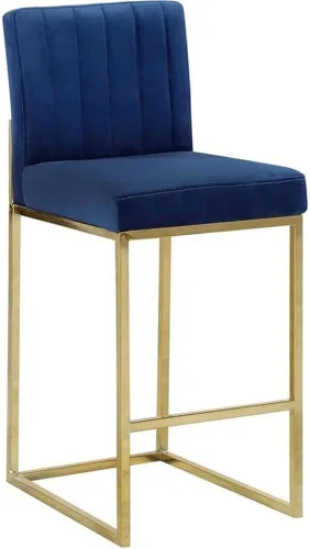 Miniatura 9 de Meridian Furniture Giselle Collection Modern Taburete de mostrador contemporáneo tapizado de terciopelo, con base de metal cromado pulido, 16