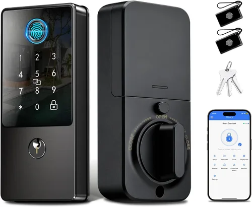 Miniatura 8 de Cerradura inteligente biométrica, cerradura de puerta de entrada sin llave con control de aplicación y generación remota de código, teclado Plateado