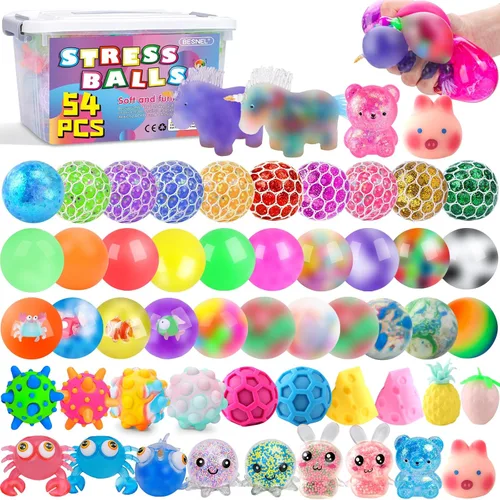 Miniatura 10 de Paquete de 20 bolas antiestrés, bolas esponjosas, bolas para apretar para adultos, bolas de alivio del estrés, rellenos de caja de premios