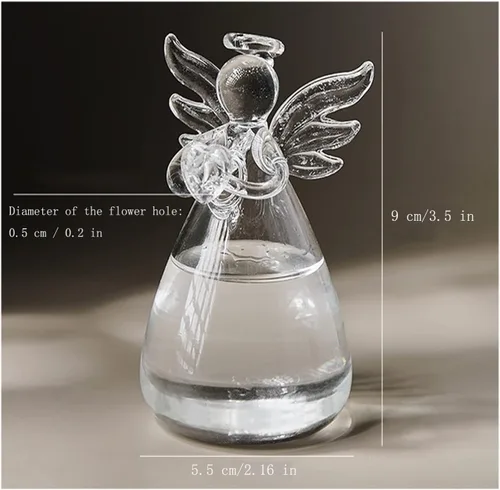 Miniatura 2 de Jarrones de cristal con diseño de ángel para plantas y terrarios, florero colgante para decoración de boda, adornos de jardín, maceta colgante