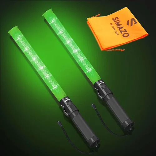 Miniatura 10 de 2 Piezas Varitas de Tráfico de Señalización de 21 Pulgadas con 3 Modos Intermitentes y 6 Luces LED, Bastón de Seguridad de Tráfico con Clip Lateral