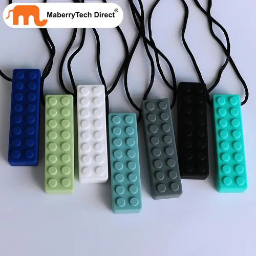 Miniatura 7 de Collares masticables para niños sensoriales, paquete de 7 collares masticables juguetes sensoriales para niños con autismo, ansiedad, TDAH, SPD