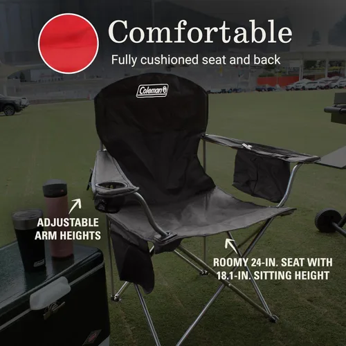 Miniatura 6 de Coleman Portable Camping Chair with 4-Can Cooler, Cushioned Seat & Back with Side Pockets & Cup Holder, Carry Bag Included, Great for Camping
