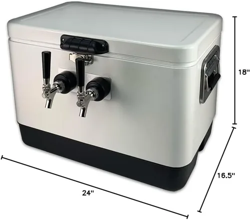 Miniatura 8 de Coldbreak Jockey Box de 2 grifos, enfriador de 54 cuartos de galón con bobinas de acero inoxidable de 50 pies, entrada frontal para una