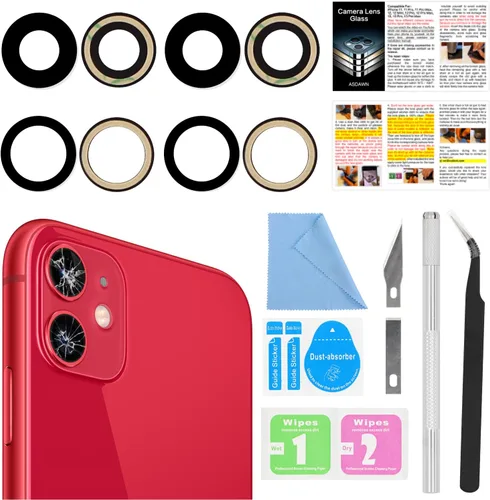 2 piezas de lente de cámara trasera de vidrio de repuesto ASDAWN para iPhone 11 de 6.1 pulgadas con adhesivo preinstalado, repuesto de lente de