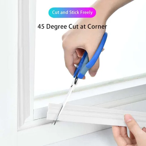 Miniatura 5 de Tira de sellado de espuma para ventana de 196 pulgadas, autoadhesiva, tira de sellado de puerta superior y lateral, cinta aislante de ventana Blanco