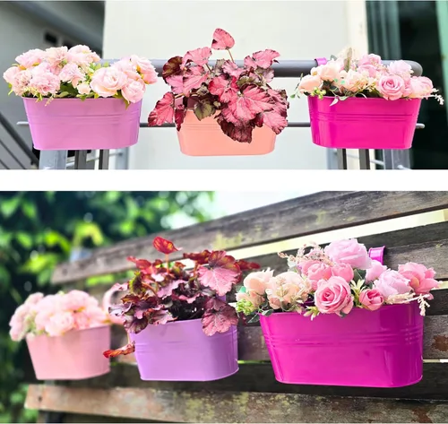 Miniatura 8 de LaLaGreen - Maceta colgante para exteriores (11.2 pulgadas, paquete de 6) rosa claro, morado claro, turquesa, rosa neón, amarillo, naranja, caja