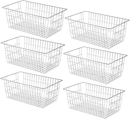 Miniatura 7 de Slideep Cestas de alambre para congelador, cesta de almacenamiento con asas, almacenamiento de alimentos para armarios de cocina, despensa, armario