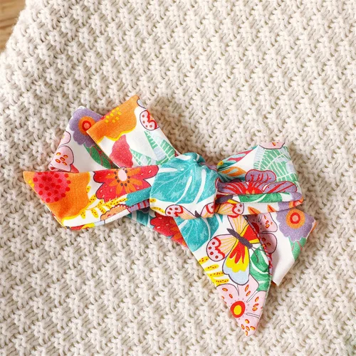 Miniatura 3 de PATPAT Mameluco floral sin mangas con borlas y pompón para bebé, conjunto con diadema de 0 a 18 meses