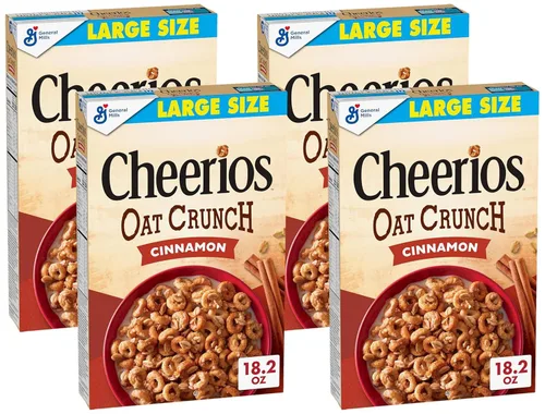 Miniatura 11 de Cheerios Oat Crunch Cinnamon Cereal de Desayuno, Hecho con Grano Entero, Tamaño Grande, 18.2 oz