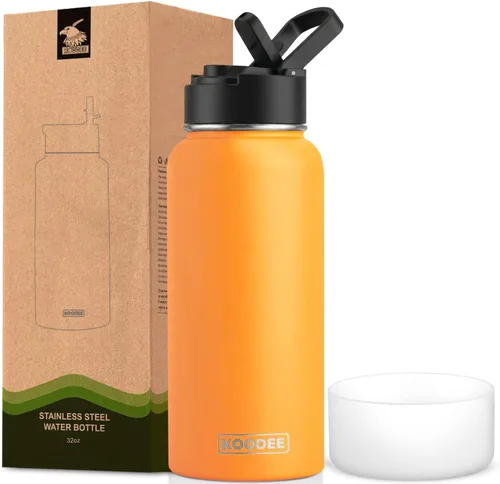 Miniatura 47 de koodee Insulated Water Bottle, 32 oz Stainless Steel Double Wall Vacuum Wide Mouth Sport Bottle with Leakproof Spout Lid (Navy)