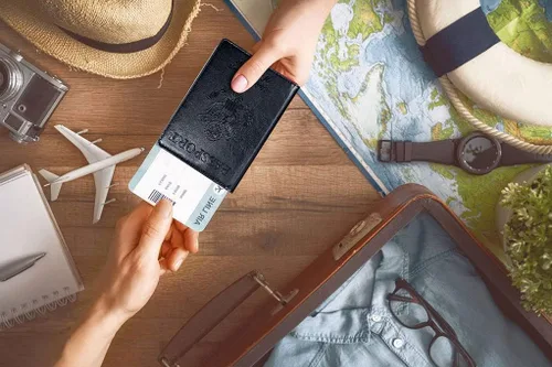 Miniatura 7 de Funda para pasaporte con bloqueo RFID de piel, tarjetero con ranura para tarjetas, accesorios de viaje, organizador de documentos, protector