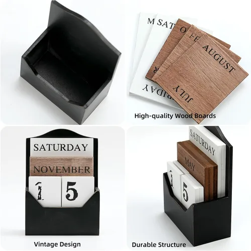 Miniatura 4 de Calendario perpetuo con bloques de madera, calendario para el hogar, día de San Valentín, regalo, decoración de oficina, escritorio, fecha, semana