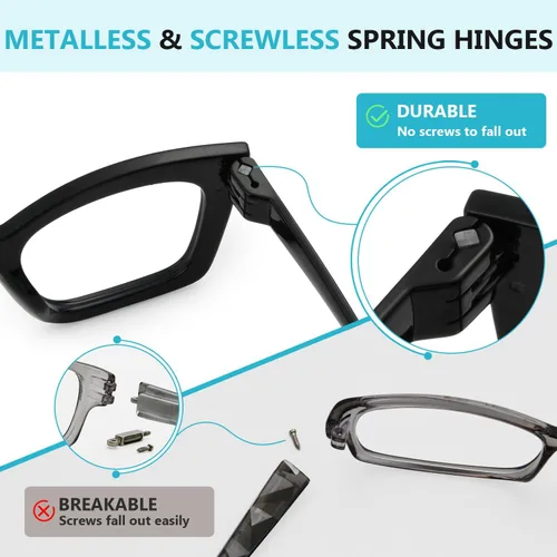 Miniatura 3 de Gafas de lectura sin tornillos, bisagras de resorte sin tornillos, paquete de 6 lectores para mujer (+0.00)